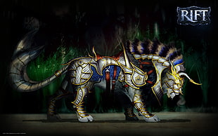 tiger with armor digital wallpaper
