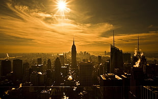 silhouette of Empire State Building digital wallpaper, photography, urban, city, building
