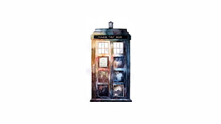 brown wooden framed glass display cabinet, Doctor Who, The Doctor, TARDIS, Christopher Eccleston