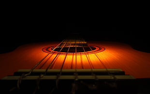 photography of five-string guitar