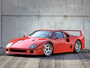 red Pontiac sports car, Ferrari, Ferrari F40, red cars, vehicle