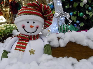 snowman near bauble HD wallpaper