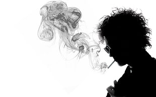 man smoking silhouette, Bob Dylan, silhouette, musician, smoking