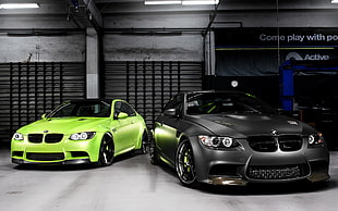 two green and gray BMW vehicles, BMW, car, BMW M3 , green cars HD wallpaper