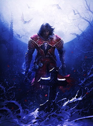 man wearing red and gray costume 3D wallpaper, video games, artwork, Castlevania, Gabriel Belmont