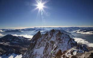 snow mountain top during daytime HD wallpaper