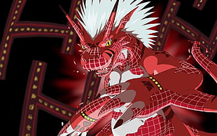 red dragon from Digimon illustration, anime, Digimon, Digimon Tri, red