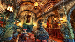architectural interior painting, HDR, indoors, Walt Disney World Resort, hotel HD wallpaper