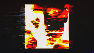 black and red face painting, glitch art, dark, abstract, face