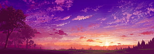 landscape, sunset, clouds