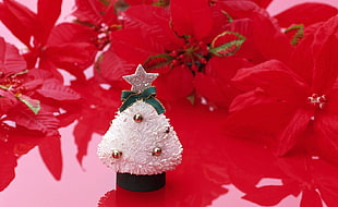 white Christmas Tree miniature with glittered star topper HD wallpaper