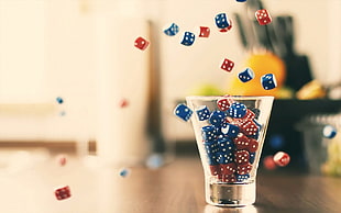 photography of blue and red dices