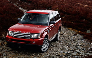 red Land Rover Range Rover SUV, Range Rover, car, red cars, vehicle HD wallpaper