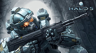 Halo 5 digital wallpaper, Halo 5, Spartans, machine gun, Fred-104