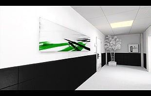 rectangular white and green wall decor, Mirror's Edge