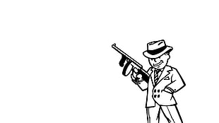 gangster man sketch, Fallout, simple background, Vault Boy, video games