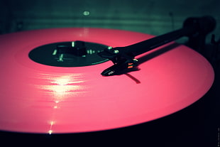 red vinyl record on player HD wallpaper
