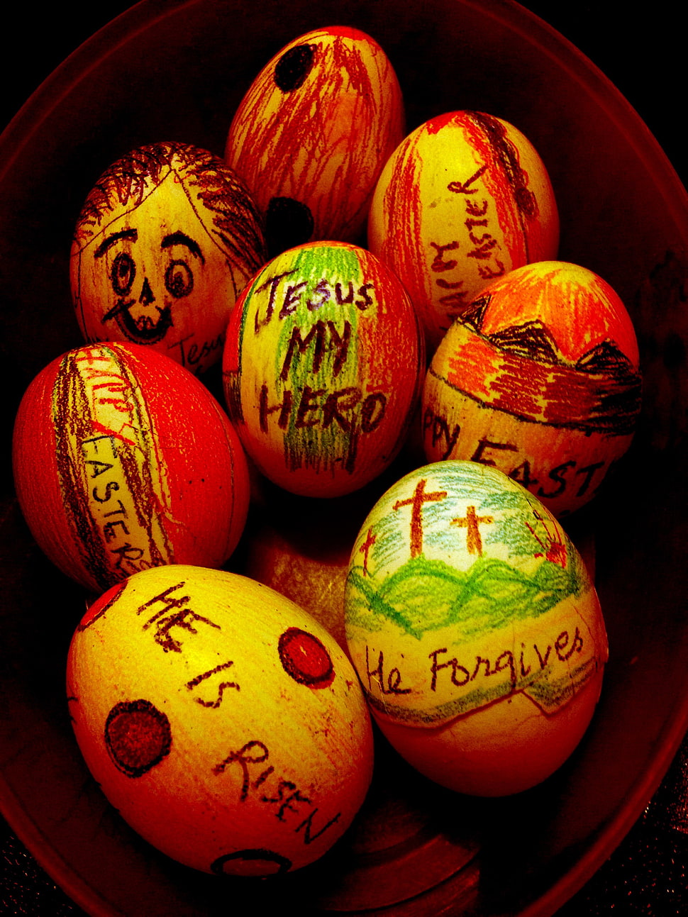 crayon painted eggs, eggs, Easter HD wallpaper