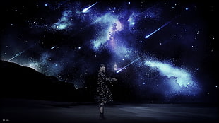 photo of man standing under meteor shower, Perfume, Perfume (Band), Pafyumu, Achan