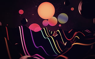polka-dots wall paper, abstract, colorful, digital art HD wallpaper