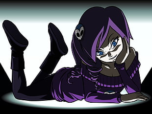 female purple hair anime character illustration, Zone-tan, Zone-sama