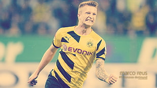 yellow Evonik soccer jersey, Borussia Dortmund, BVB, Marco Reus, men HD wallpaper