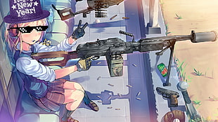 pink haired female anime character, New Year, weapon, skirt, Major League Gaming