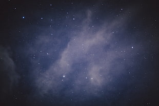 black and gray laptop computer, sky, clouds, stars