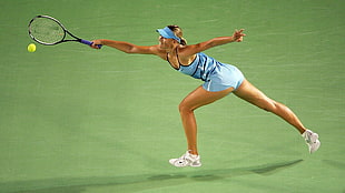 blue sun visor cap, Maria Sharapova, tennis HD wallpaper