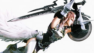 female anime character holding sword wallpaper HD wallpaper