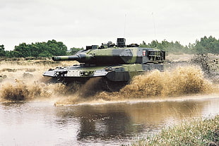 black and green tank, tank, military, Leopard 2, war