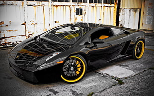 black Lamborghini sports car, car, Lamborghini, Lamborghini Gallardo, vehicle