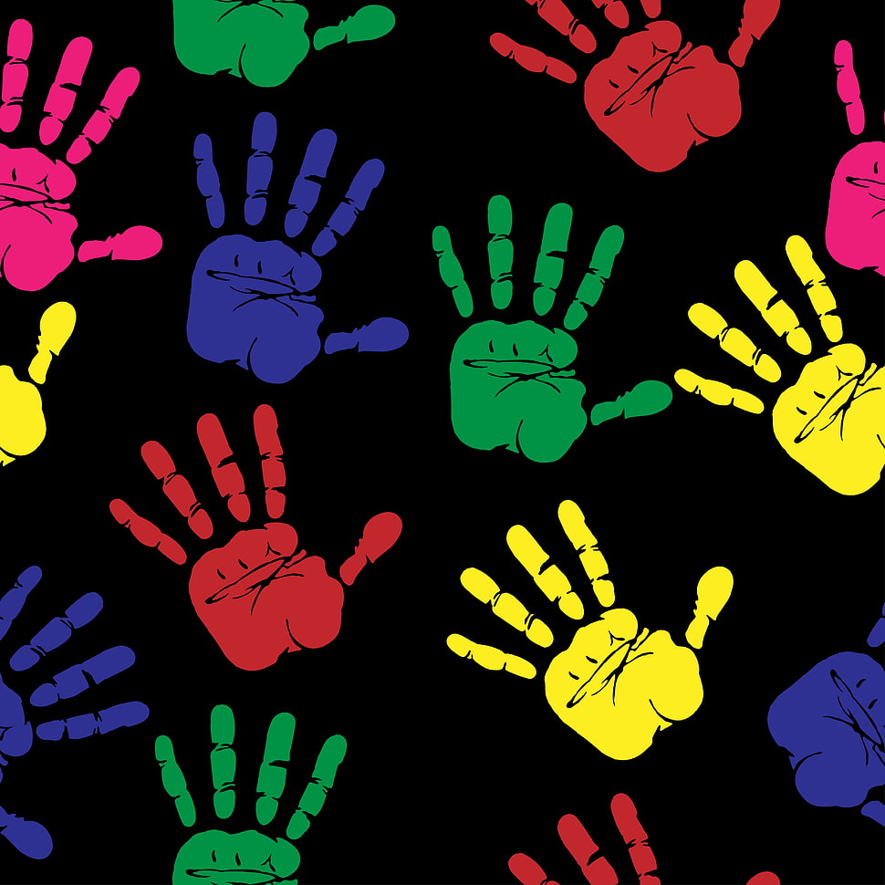 assorted-color hand prints, Hands, Prints, Art HD wallpaper
