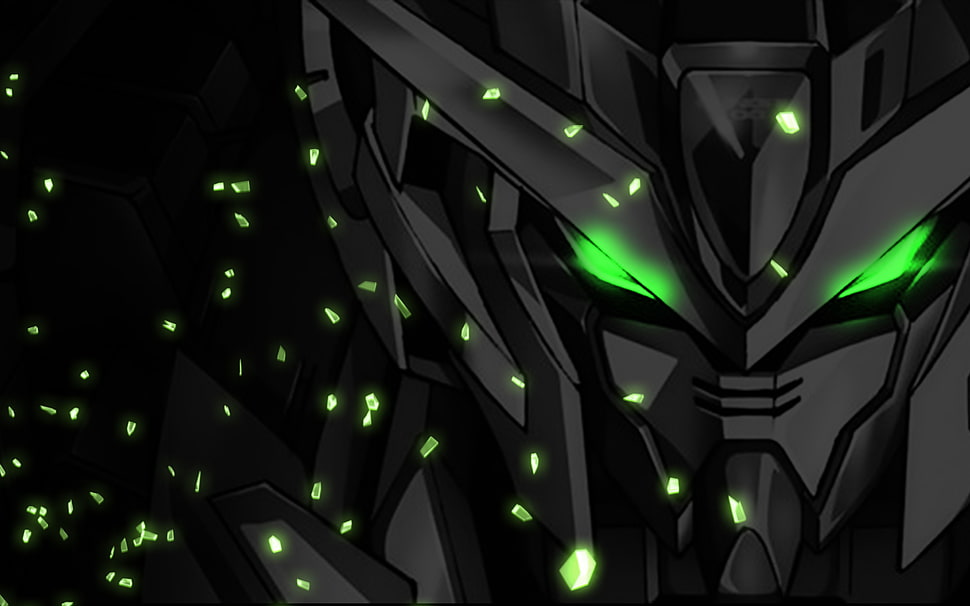 Gundam character, Gundam, mech, artwork, green eyes HD wallpaper