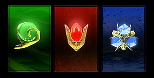 green, red, and blue gemstones, The Legend of Zelda: Ocarina of Time, The Legend of Zelda, collage, green