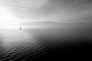 grayscale photography of boat in the water HD wallpaper