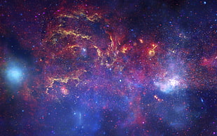red, blue, and gray galaxy digital wallpaper, space, digital art, space art
