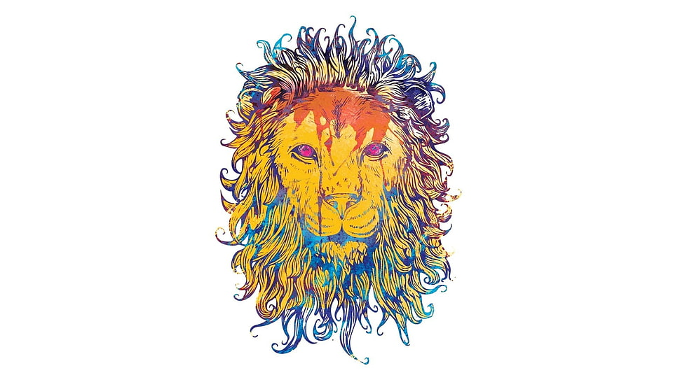 yellow and blue lion clip art HD wallpaper