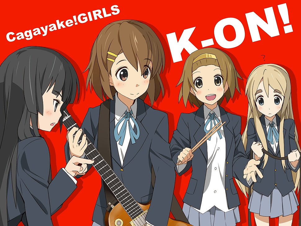 four female anime K-On Cagayake! girls character HD wallpaper