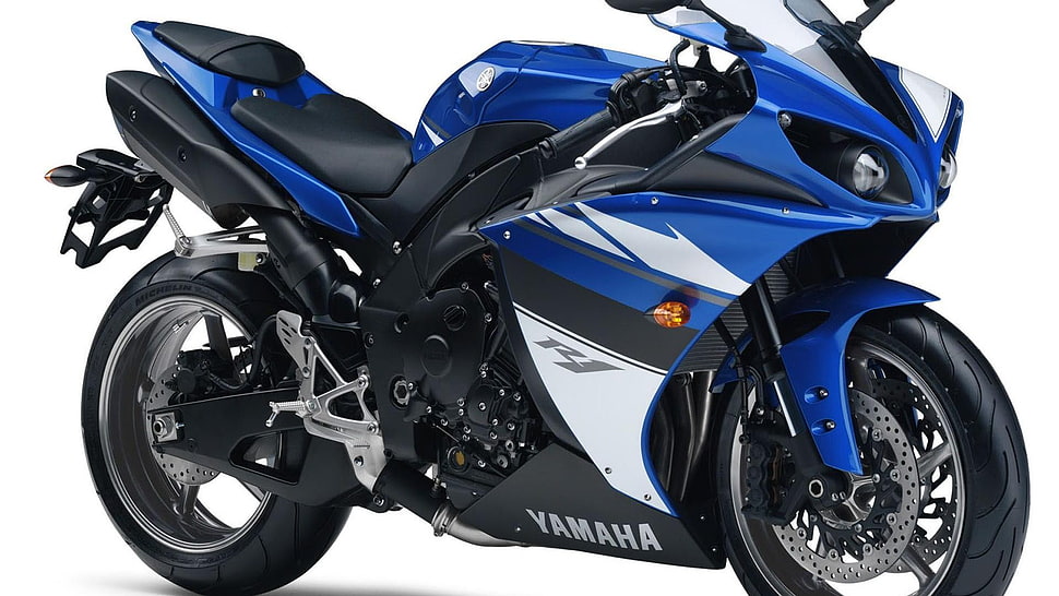 blue and black Yamaha R1 sports bike, Yamaha, R1, superbike HD wallpaper