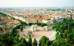 aerial view of houses, cityscape, Torre Branca, Milano (City), Italy