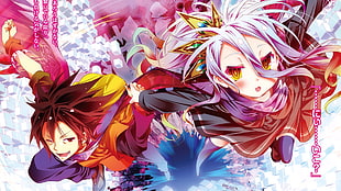 two anime characters poster, anime, No Game No Life, Shiro (No Game No Life), Sora (No Game No Life)