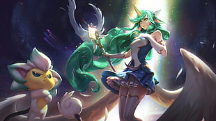 green-haired female animated character, Summoner's Rift, League of Legends, Star Guardian, anime HD wallpaper