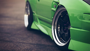 green car, Stance, tuning, green cars, vehicle HD wallpaper