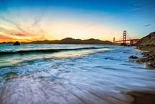 view of San Fransisco Golden Gate bridge and body of water HD wallpaper