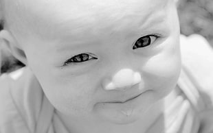 black and gray baby photography