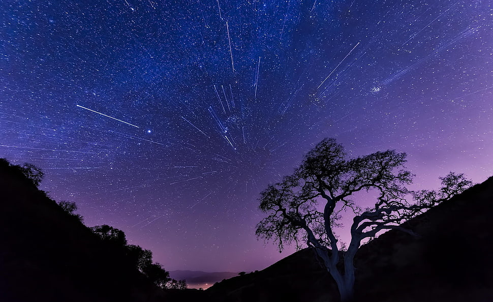 star trail photography, universe, night, landscape HD wallpaper
