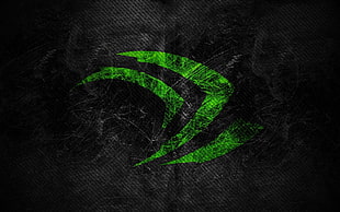 green and black logo, Nvidia