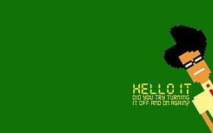 green background with text overlay, The IT Crowd, TV, 8-bit, minimalism HD wallpaper