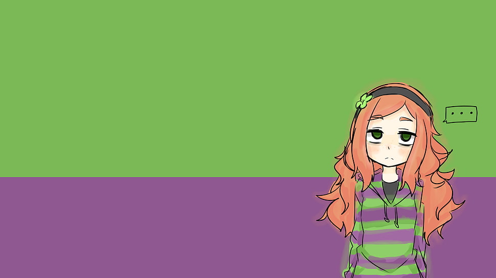 female character with brown hair, Vivian James, green, purple, redhead HD wallpaper
